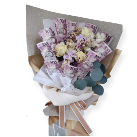 White Roses and Cash Bouquet